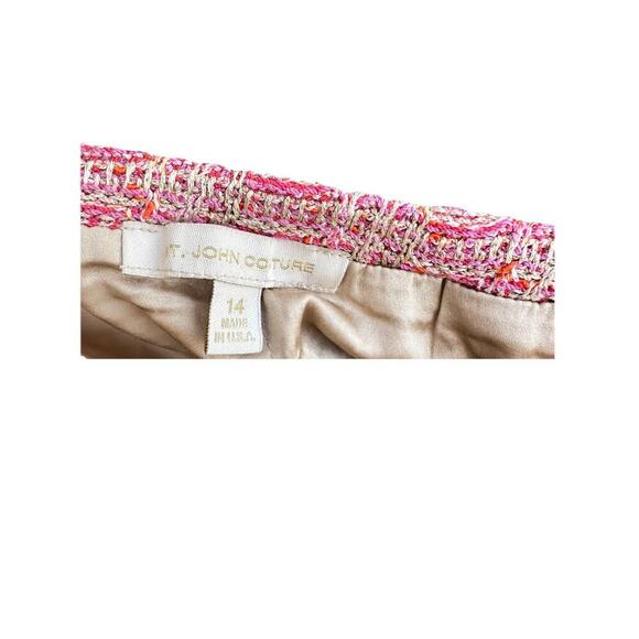 LUXURY ST. JOHN COUTURE PINK TWEED 2-PIECE SKIRT SUIT - SIZE 14 (Made In USA) - Picture 11 of 16